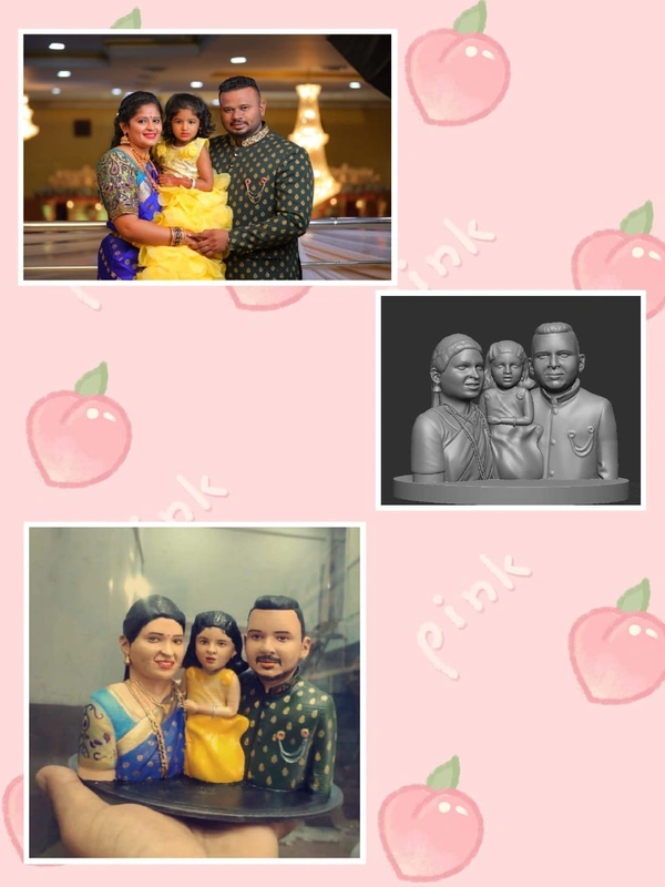 Half Body 8" Inch - Family of 3 Miniature