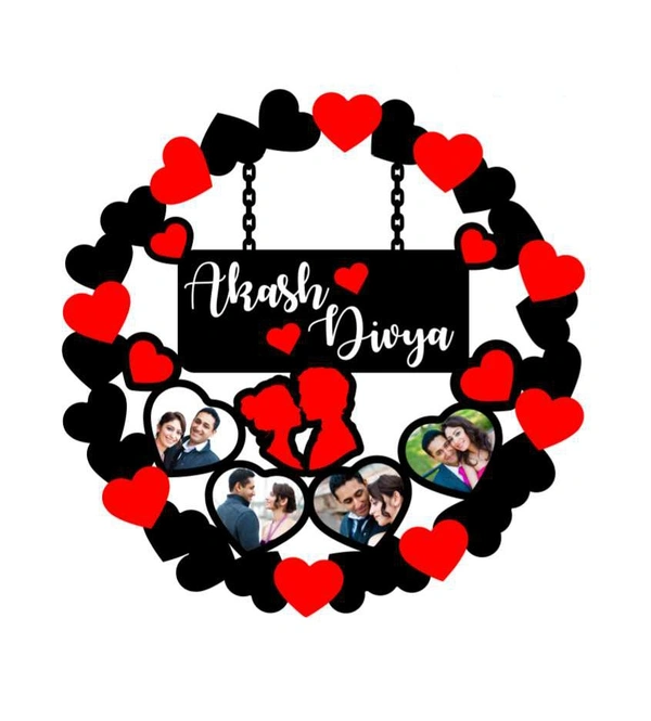 Black & Red Hearts with LED MDF Cutout Frame