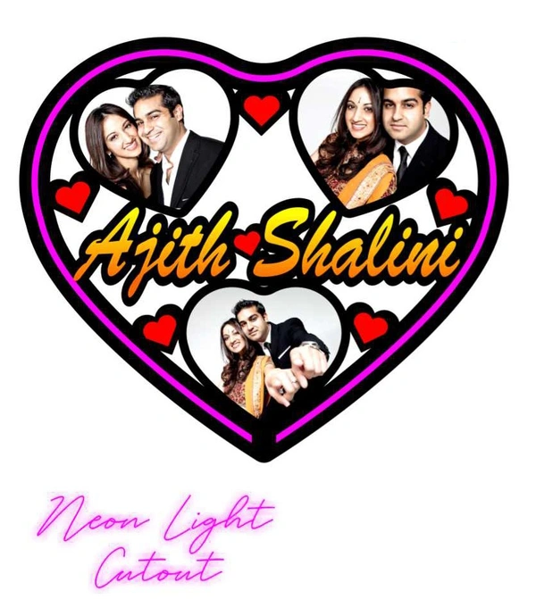 Heart Shape with Neon LED MDF Cutout Frame