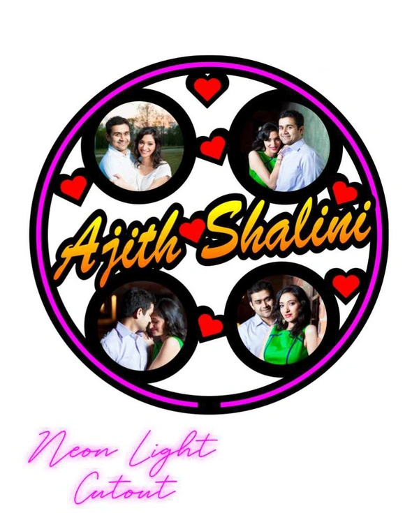 Round Shape with Neon LED MDF Cutout Frame