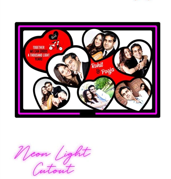 Rectangle Shape with Neon LED MDF Cutout Frame