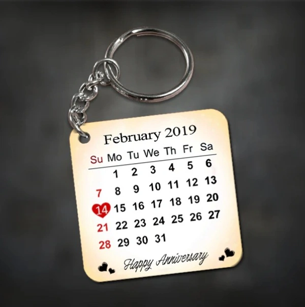 Anniversary Calendar MDF Keychain