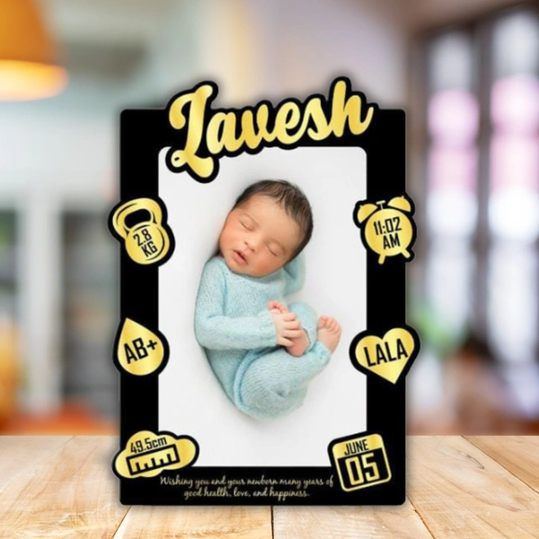 Baby Memory Cutout Frame - Black & Gold - A3 size