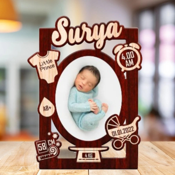 Baby Memory Cutout Frame - Brown 002 - A3 size