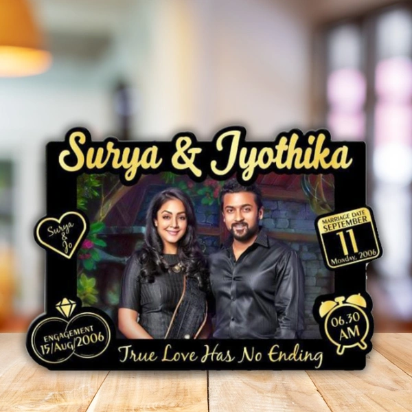 Couple Memory Cutout Frame - Black & Gold - A4 size