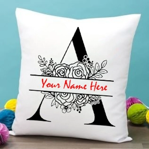 A Alphabet 12x12" Inch White Satin Pillow