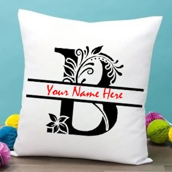 B Alphabet 12x12" Inch White Satin Pillow