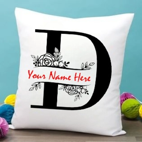D Alphabet 16x16" Inch White Satin Pillow