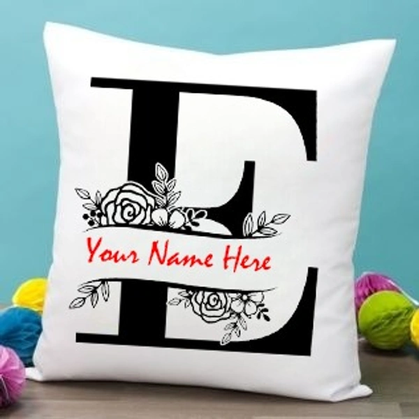 E Alphabet 16x16" Inch White Satin Pillow