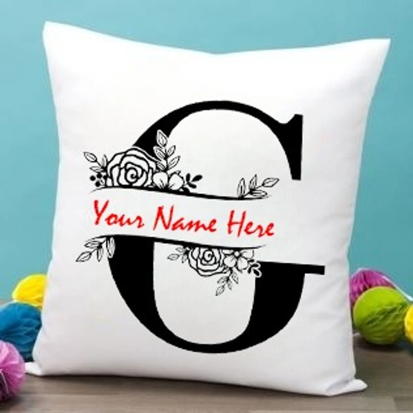 G Alphabet 16x16" Inch White Satin Pillow