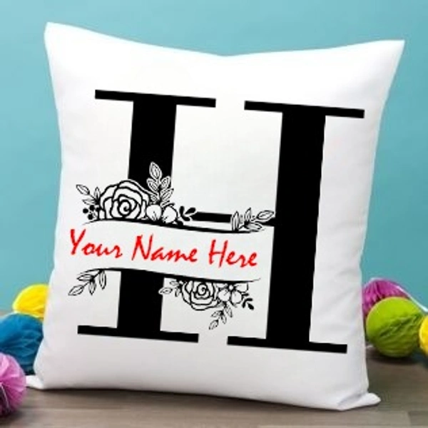 H Alphabet 12x12" Inch White Satin Pillow
