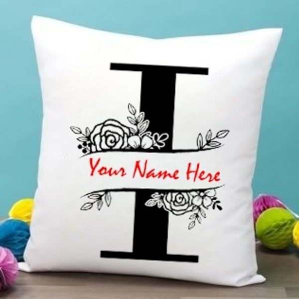 I Alphabet 16x16" Inch White Satin Pillow