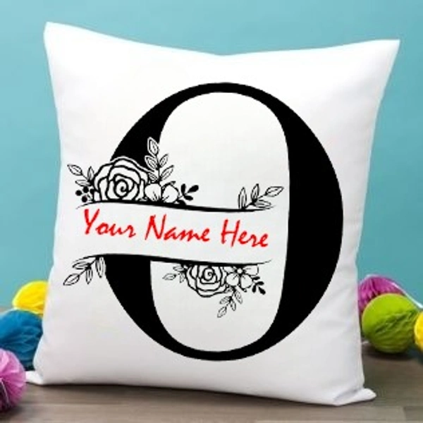 O Alphabet 12x12" Inch White Satin Pillow