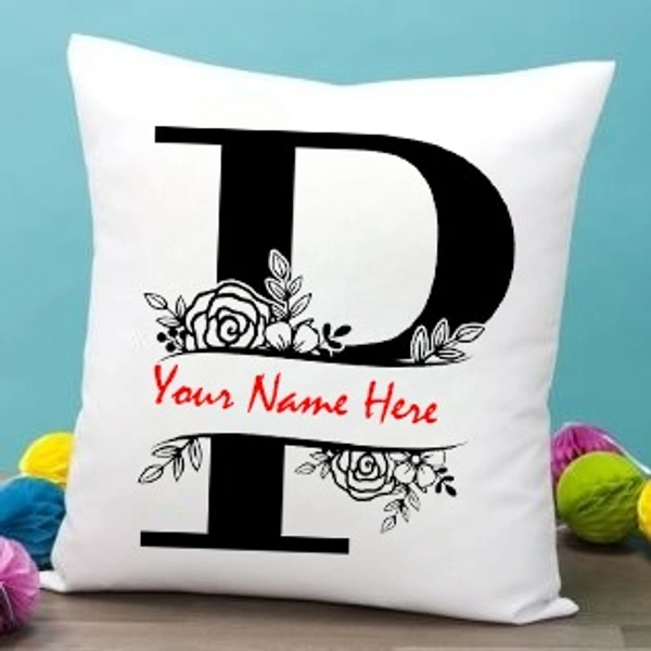 P Alphabet 12x12" Inch White Satin Pillow