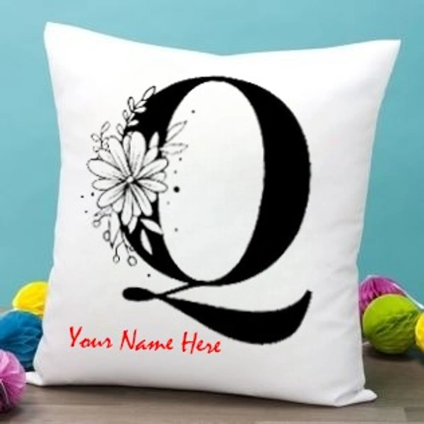 Q Alphabet 16x16" Inch White Satin Pillow