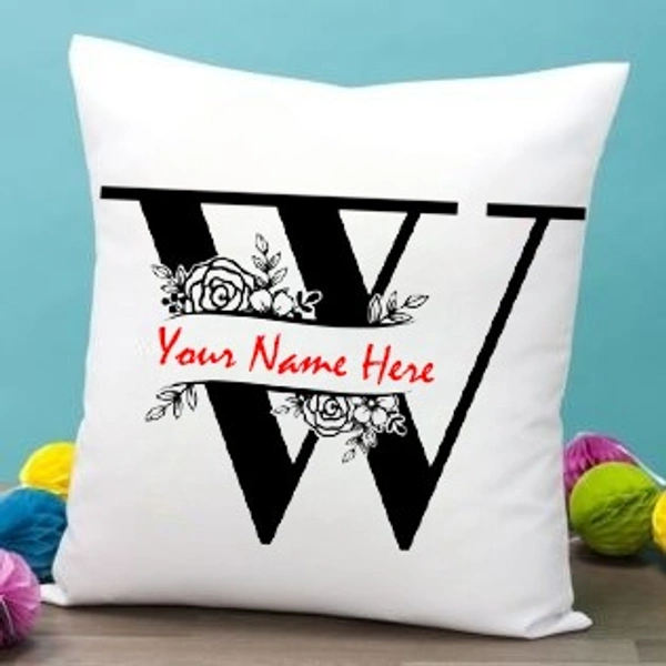 W Alphabet 16x16" Inch White Satin Pillow