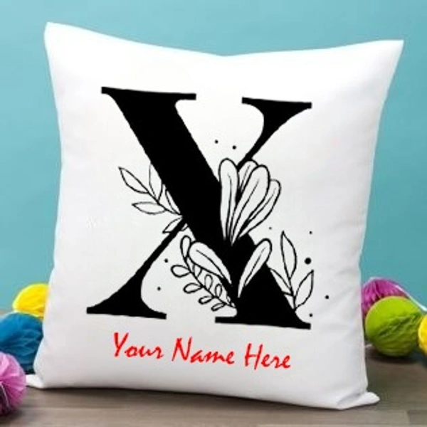 X Alphabet 16x16" Inch White Satin Pillow