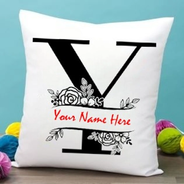 Y Alphabet 16x16" Inch White Satin Pillow