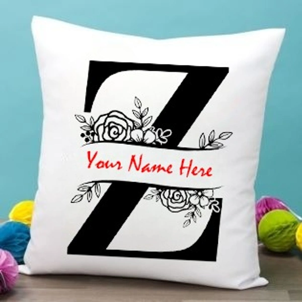Z Alphabet 12x12" Inch White Satin Pillow
