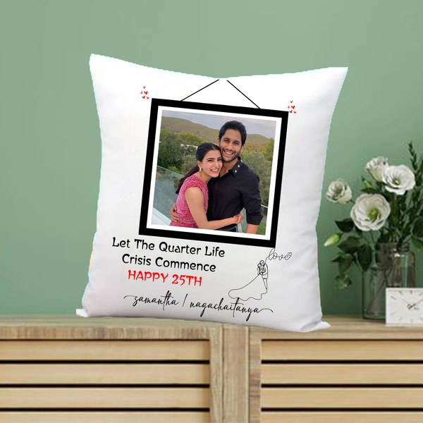 Anniversary Pillow AP03 - 12x12" Inch White Satin Pillow