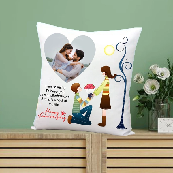 Anniversary Pillow AP05 - 15x15" Inch White Satin Pillow