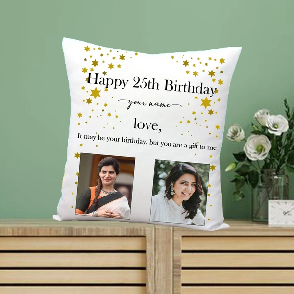 Birthday Pillow BP02 - 12x12" Inch White Satin Pillow