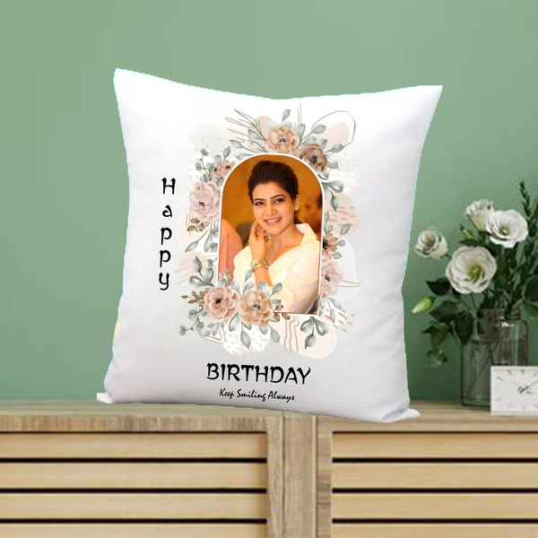 Birthday Pillow BP03 - 12x12" Inch White Satin Pillow