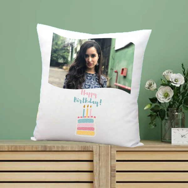 Birthday Pillow BP04 - 15x15" Inch White Satin Pillow
