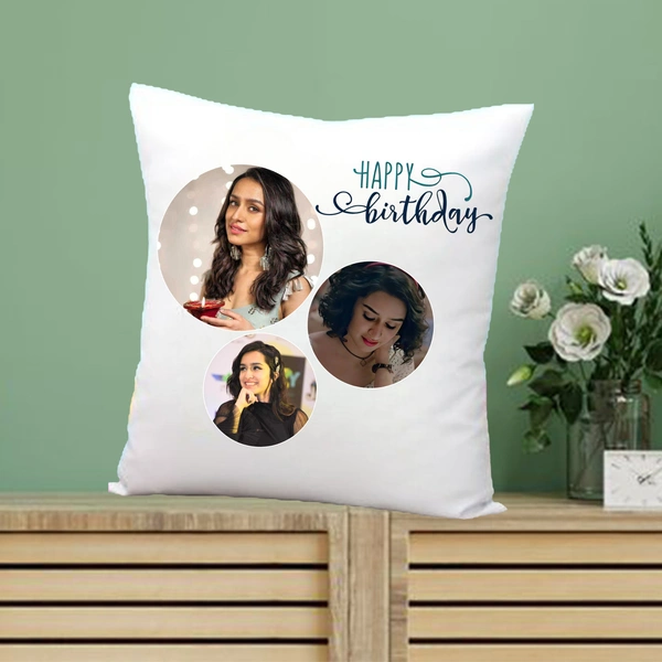 Birthday Pillow BP05 - 12x12" Inch White Satin Pillow