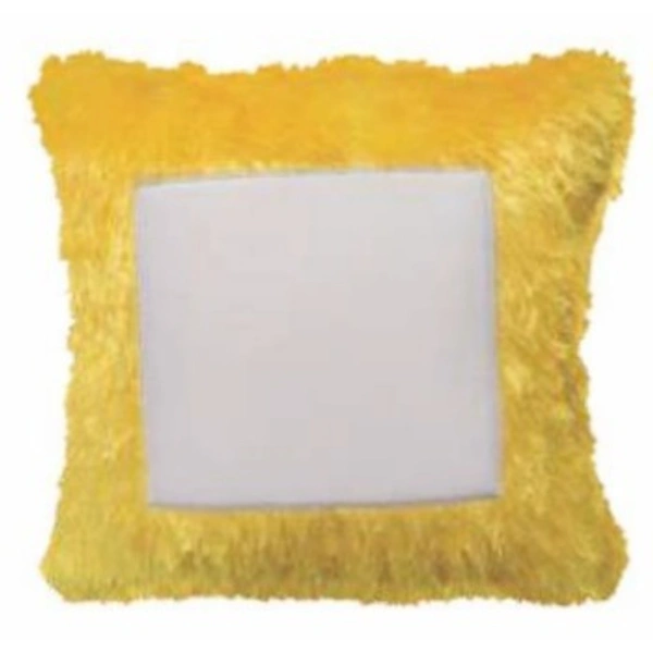 Fur Pillow - Square Shape - Yellow