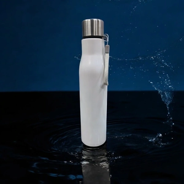 Sport Water Bottle with Steel Cap - White Color