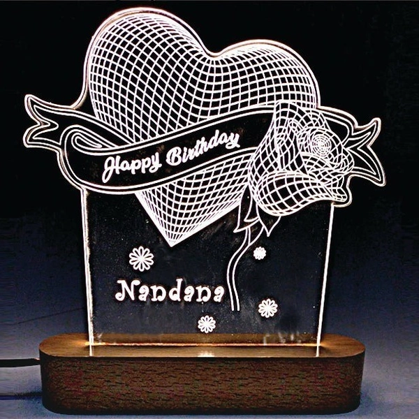 Heart & Rose Acrylic - Single LED