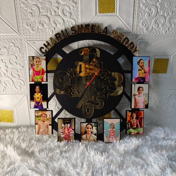 MDF Wall Collage Frame - Custom Name with clock - SKU504