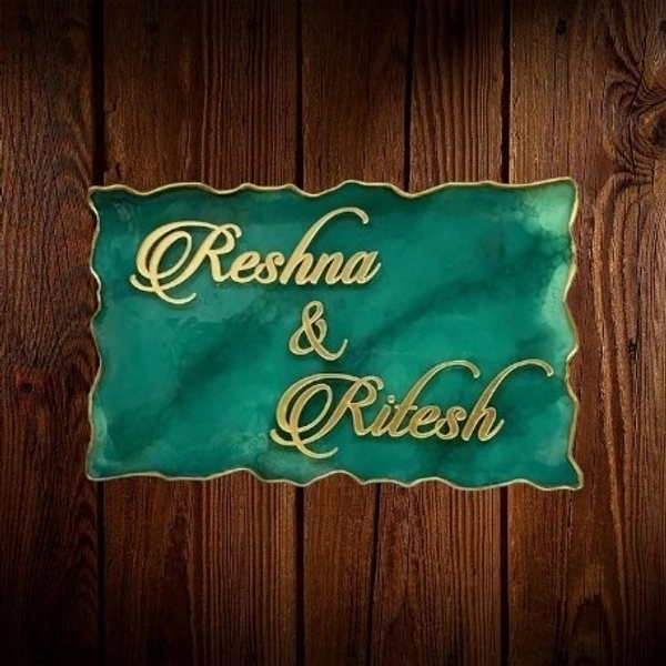 9x12" inch Resin Frame - Name plate with green base