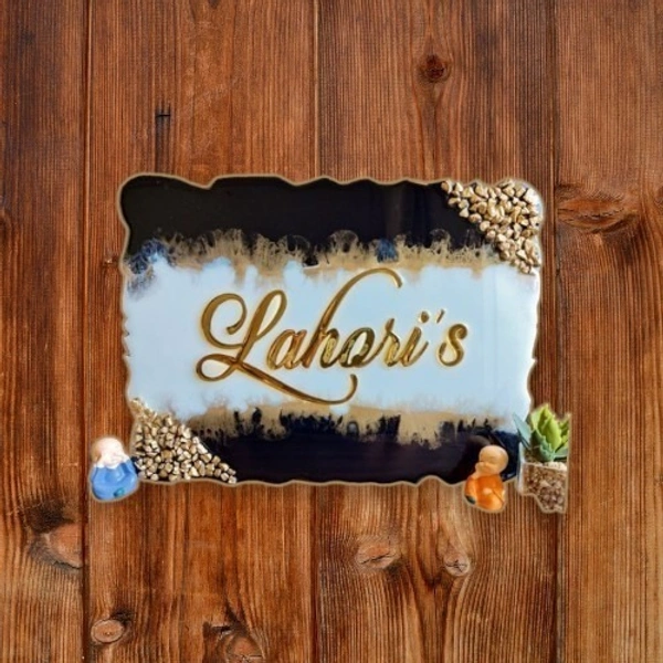 9x12" inch Resin Frame - Name Plate With Black and white base with stones