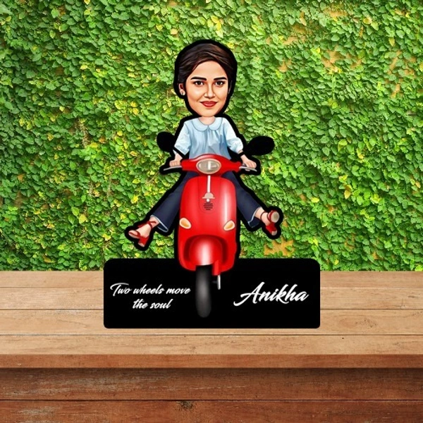 ACC20 - Lady on Vespa Bike - Caricature Cartoon Cutout Frame