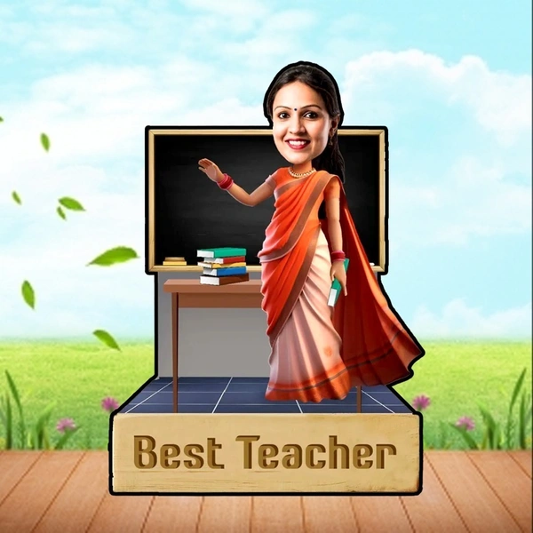 ACC39 - Best Lady Teacher- Caricature Cartoon Cutout Frame