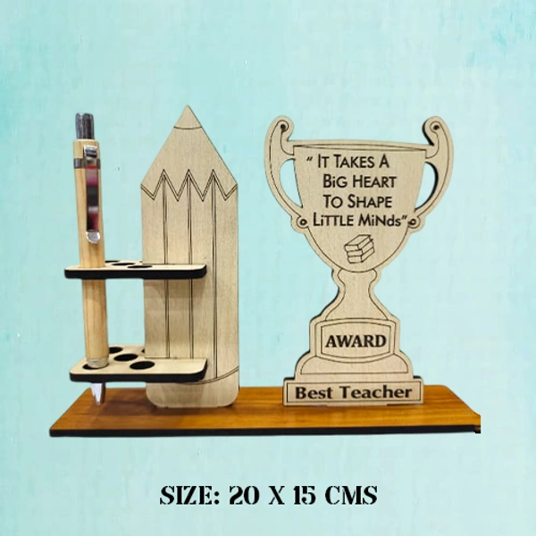 Best Teacher Award Globe & Pencil Teachers Day Pen Stand