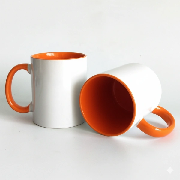 3 Tone - Orange - Inner & Handle Color Mugs