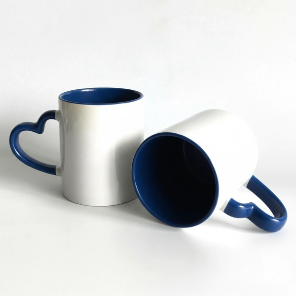 3 Tone - Dark Blue -Inner & Heart Handle Color Mugs