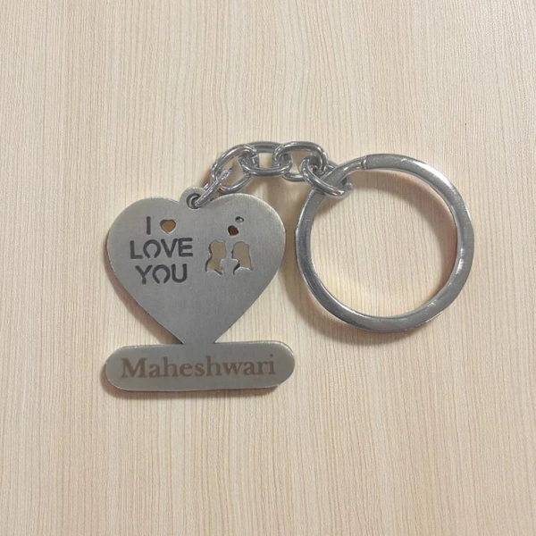 I Love You - Steel Keychain with Name Engraving