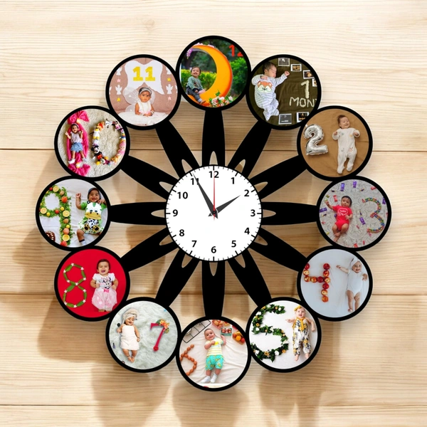 12 Pics Clock MDF Wall Collage Frame - SKU506