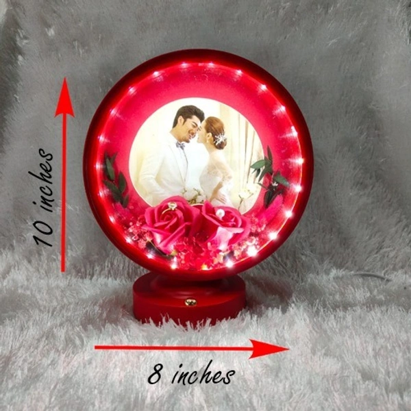 Premium LED Frame with Flowers - Round Red