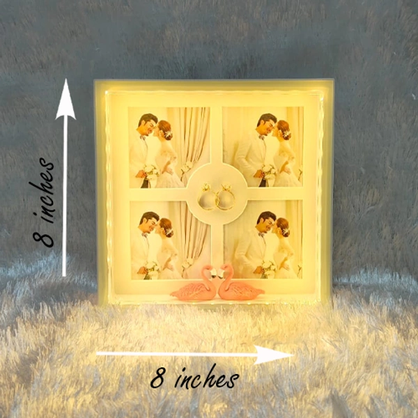 Premium LED Frame with Flowers - Square White