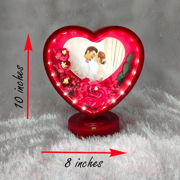 Premium LED Frame with Flowers - Heart Red