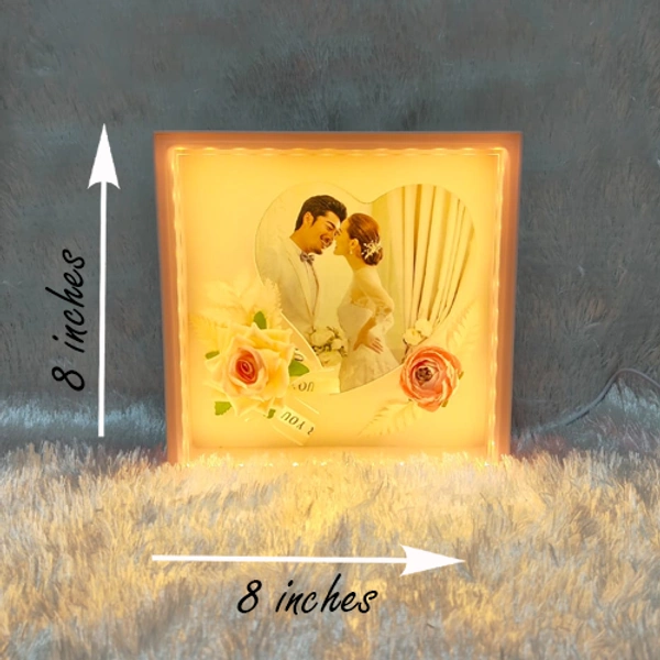 Premium LED Frame with Flowers - Square Pink