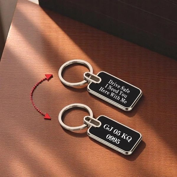 Premium Rectangle Metal Keychain – Black Finish