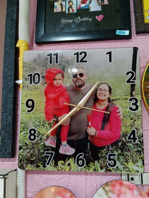 Square shape Clock - Acrylic Glossy Photo Frame