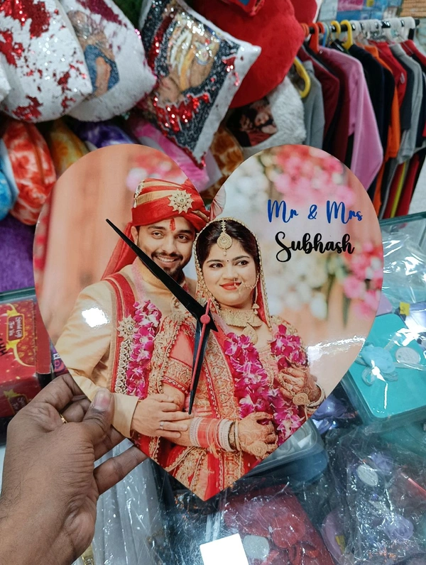 Heart shape Clock - Acrylic Glossy Photo Frame