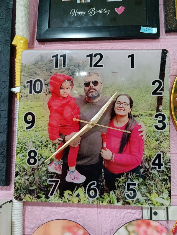 Square shape Clock - Acrylic Glossy Photo Frame